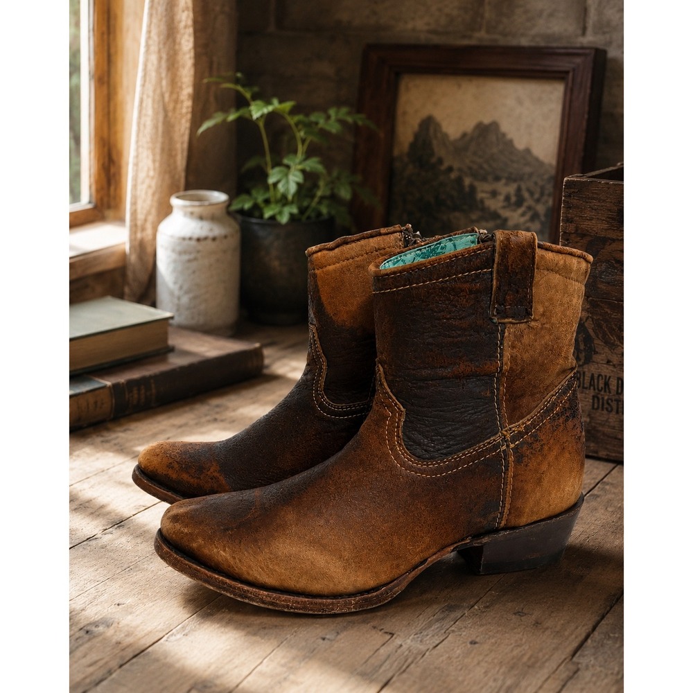 Corral Tan Lamb Leather Cowboy Booties Size 7.5